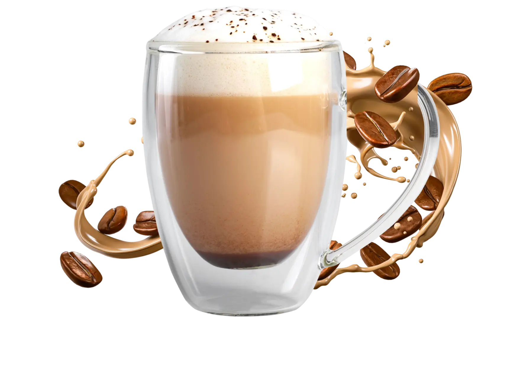 Here's an alt tag for the image: Delicious latte with coffee beans.